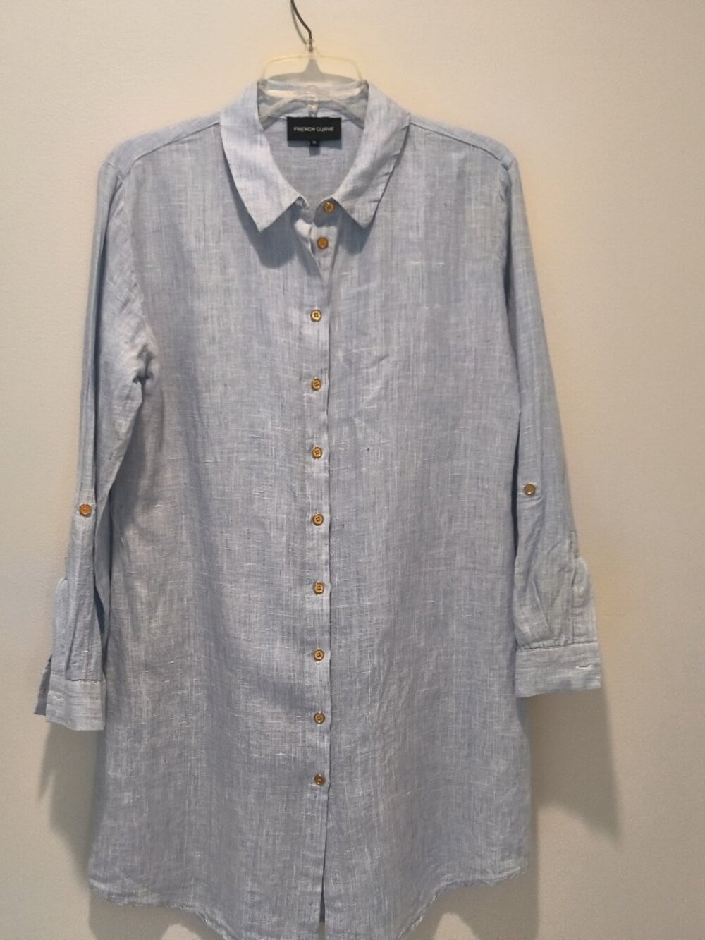 French Curve  blue 100% linen women  tunic/dress‎  size M